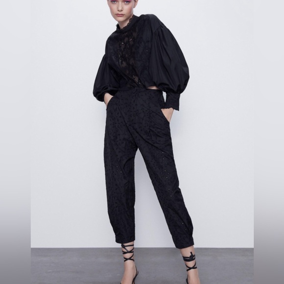 Zara Pants - NWT: Zara Eyelet Embroidered High Waisted Pants